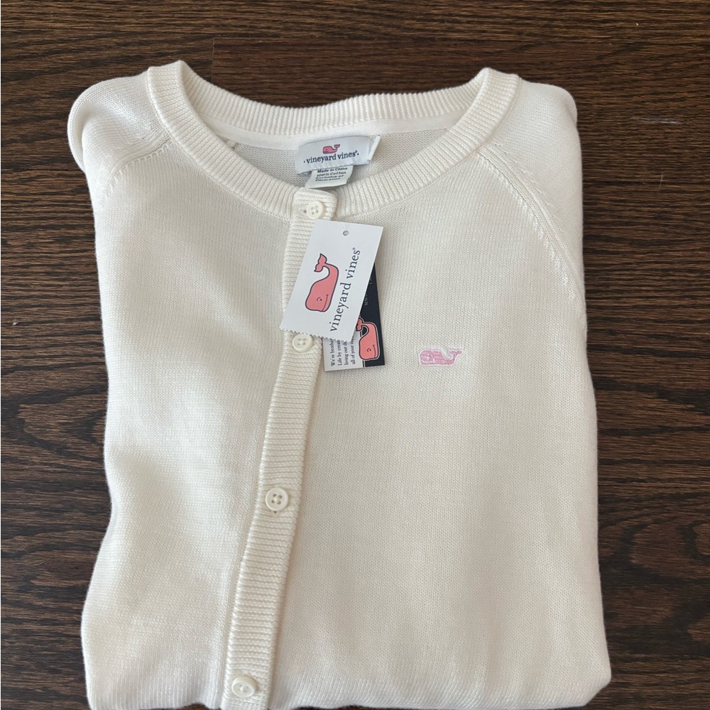 Vineyard Vines Ivory Sweater with Pink Logo